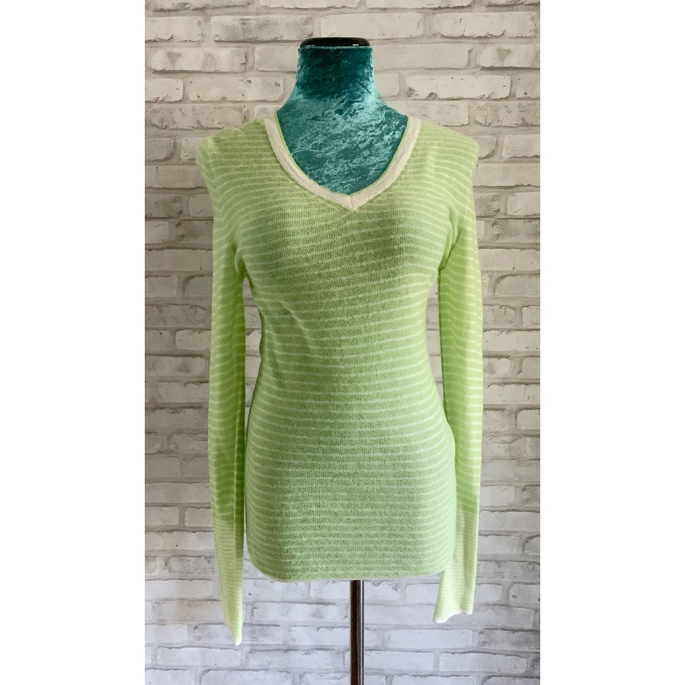 NEW 360 Sweater Cashmere Green Striped Sweater